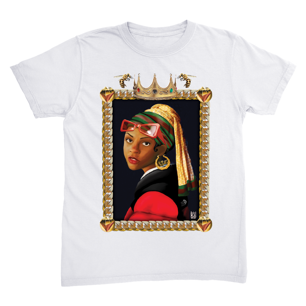 Black Louvre Muse 001 - Girl With A Bamboo Earring T-Shirt