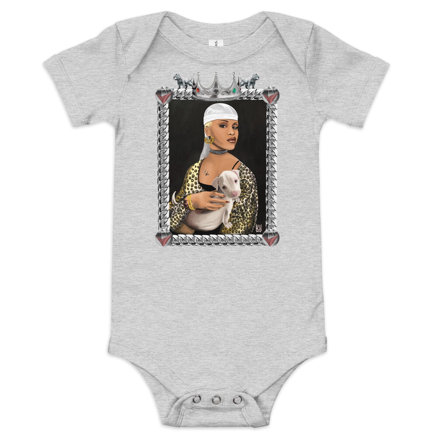 Black Louvre Muse 002 - Lady With A Pit Bull - Baby short sleeve one piece