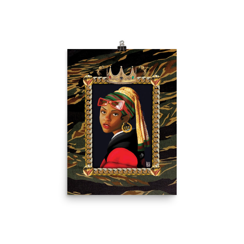 Black Louvre Muse 001 - Girl With a Bamboo Earring - Enhanced Matte Paper Poster