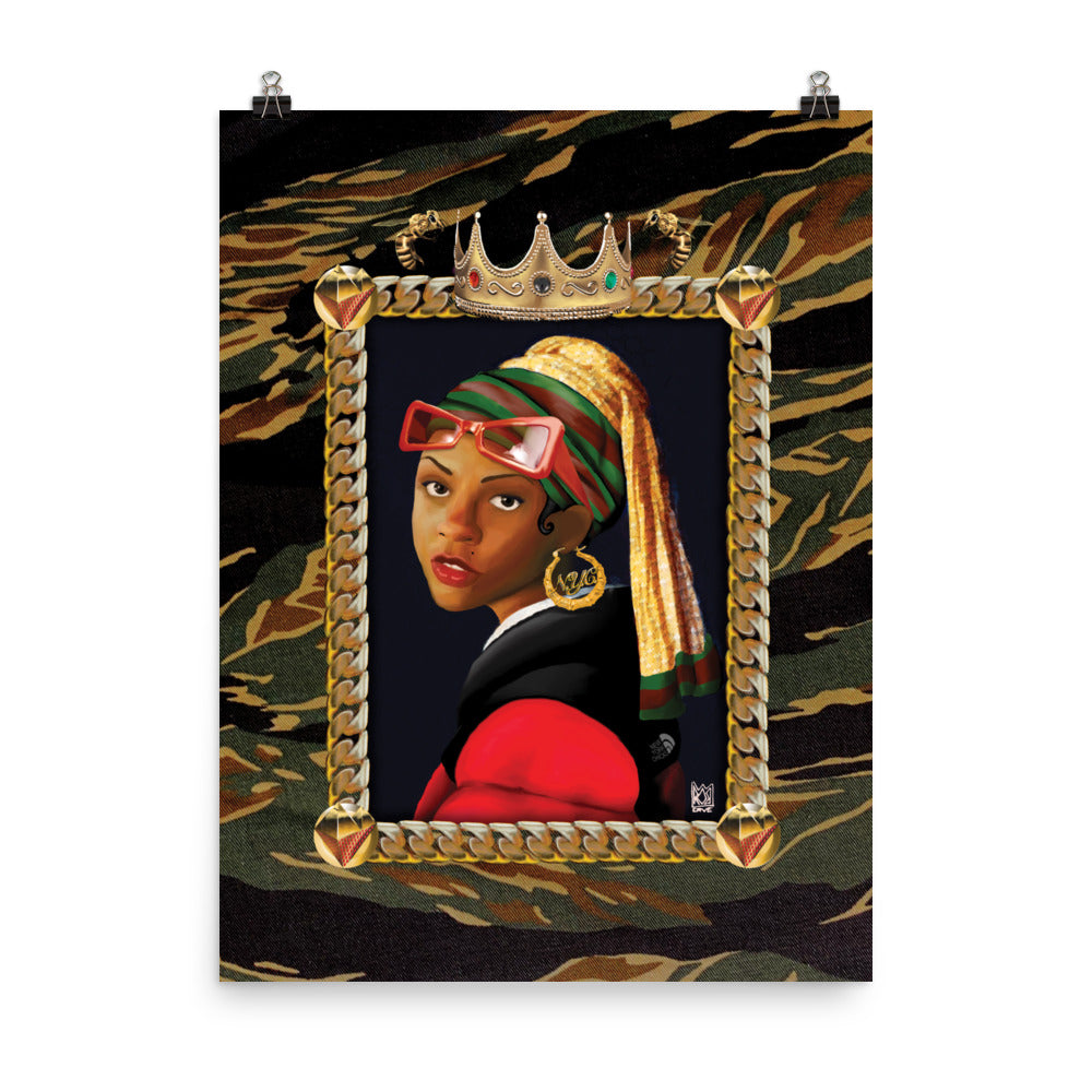 Black Louvre Muse 001 - Girl With a Bamboo Earring - Enhanced Matte Paper Poster