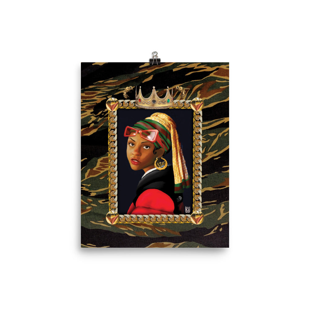 Black Louvre Muse 001 - Girl With a Bamboo Earring - Enhanced Matte Paper Poster