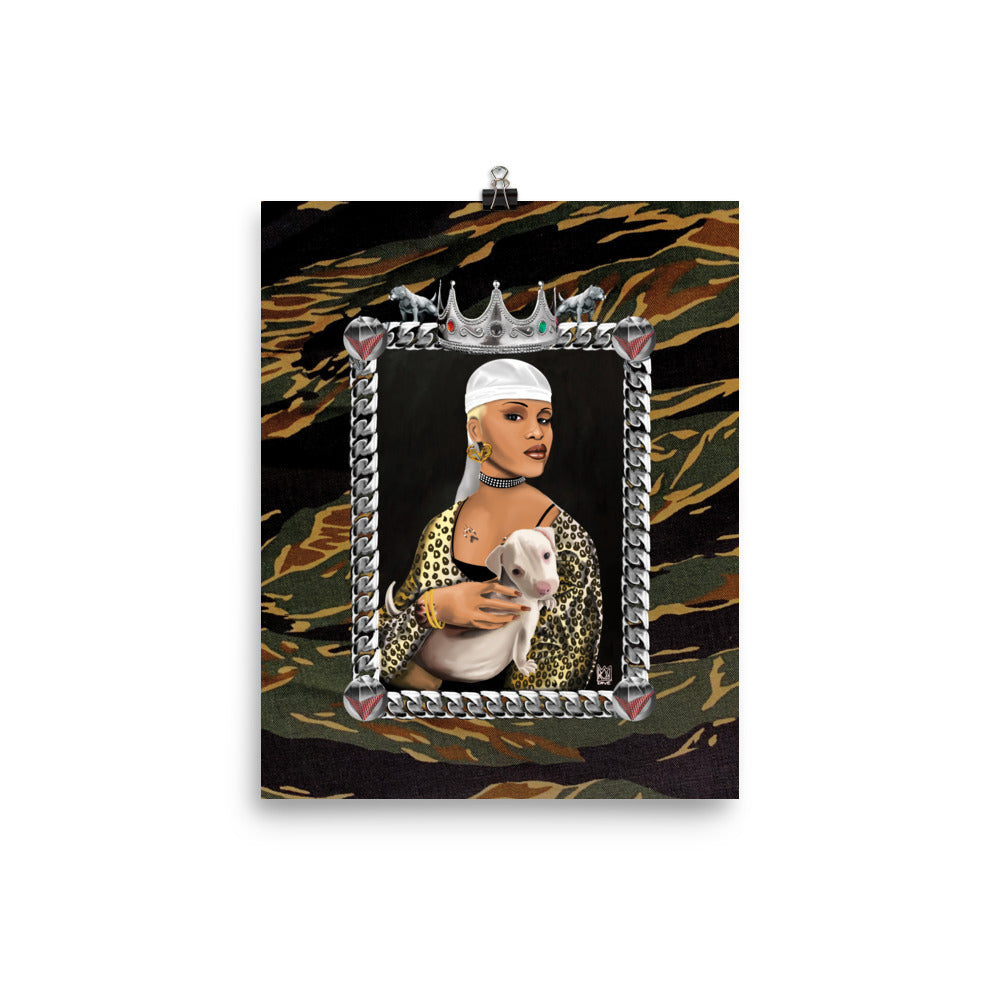 Black Louvre Muse 002 - Lady With A Pit Bull - Enhanced Matte Paper Poster